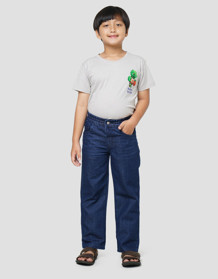 Little M Ribbed Waist Celana Panjang Denim Anak Laki-Laki
