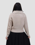 Nevada Flat Knit Half Zipper Sweater Crop Wanita
