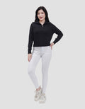 Nevada Flat Knit Half Zipper Sweater Crop Wanita