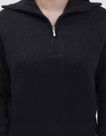Nevada Flat Knit Half Zipper Sweater Crop Wanita