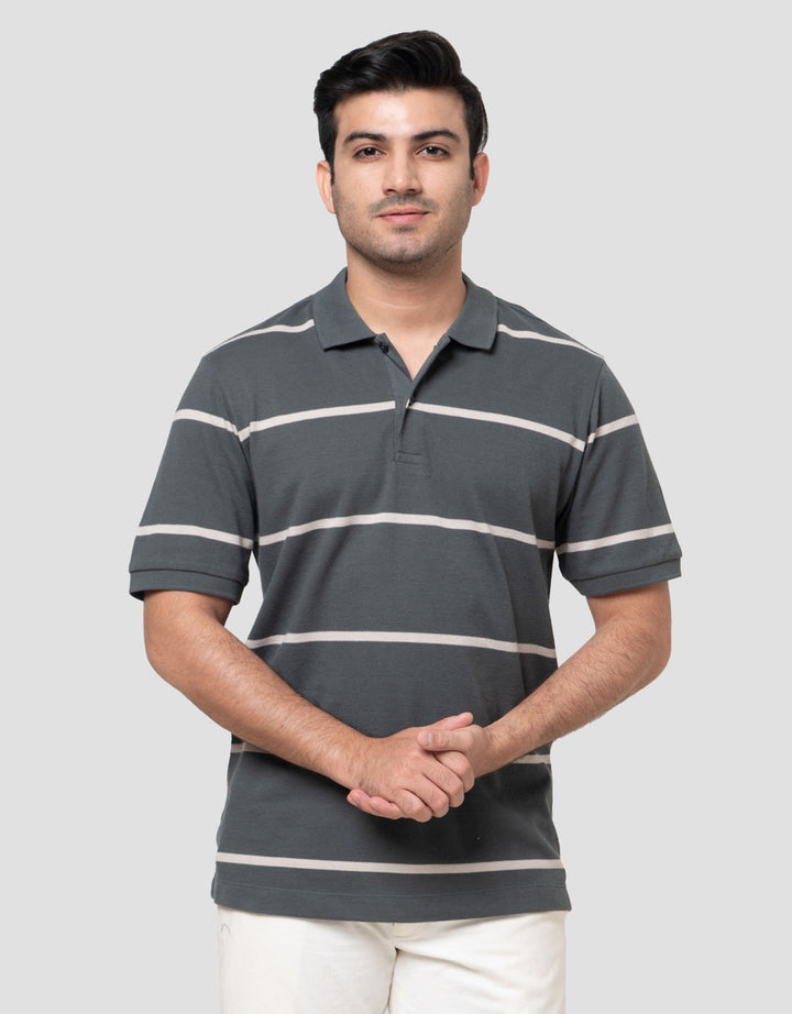 Cole Stripes Basic Rib Reg Fit Kaos Polo Pria