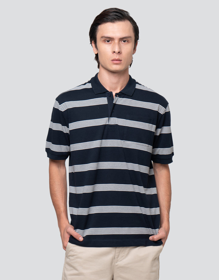 Cole Stripes Pique Pocket Kaos Polo Pria