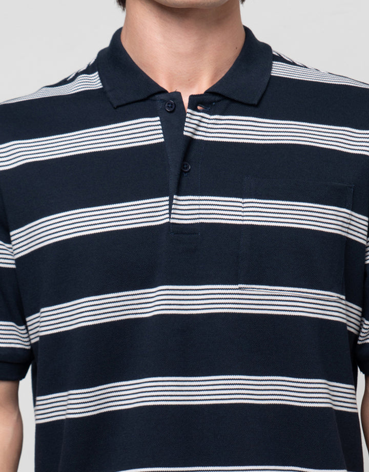 Cole Stripes Pique Pocket Kaos Polo Pria
