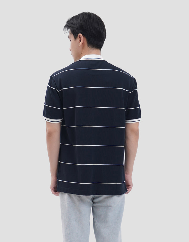 Cole Stripes Pique Collar & Placket Manset Smart Fit Kaos Polo Pria