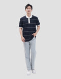 Cole Stripes Pique Collar & Placket Manset Smart Fit Kaos Polo Pria
