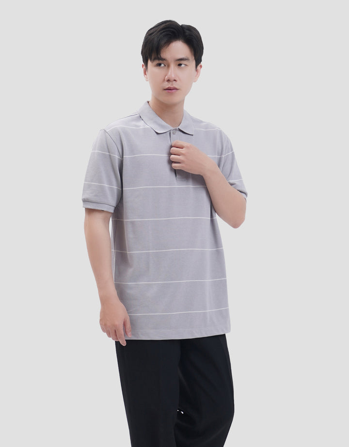Cole Stripes Pique Collar & Placket Manset Smart Fit Kaos Polo Pria