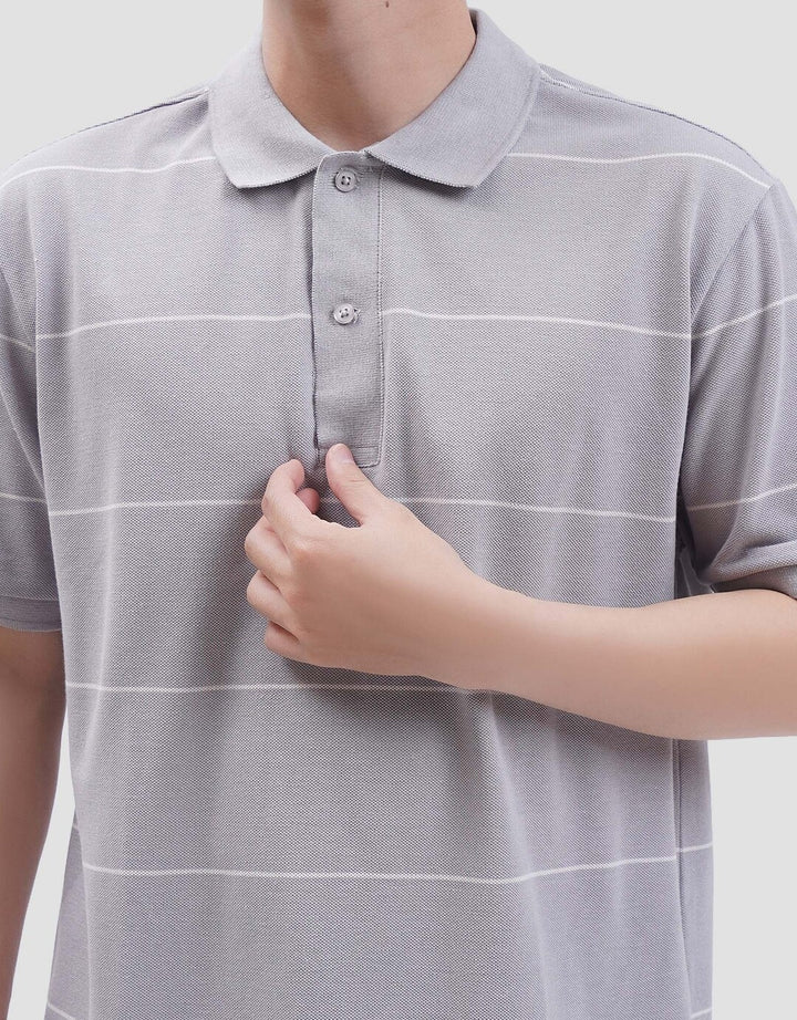 Cole Stripes Pique Collar & Placket Manset Smart Fit Kaos Polo Pria