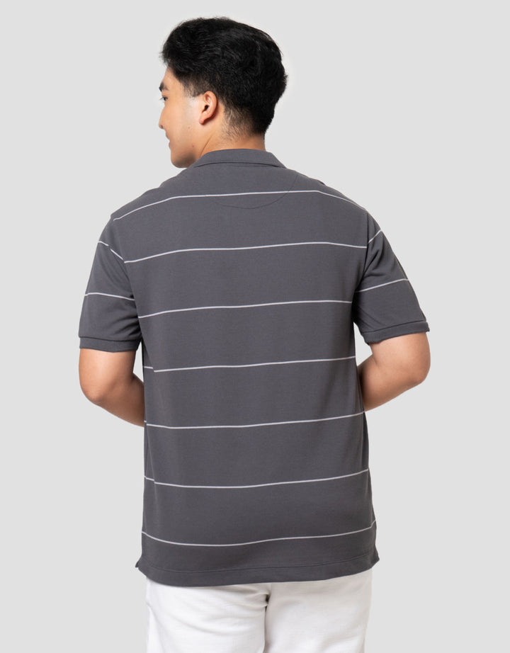 Cole Stripes Pique Collar & Placket Manset Smart Fit Kaos Polo Pria