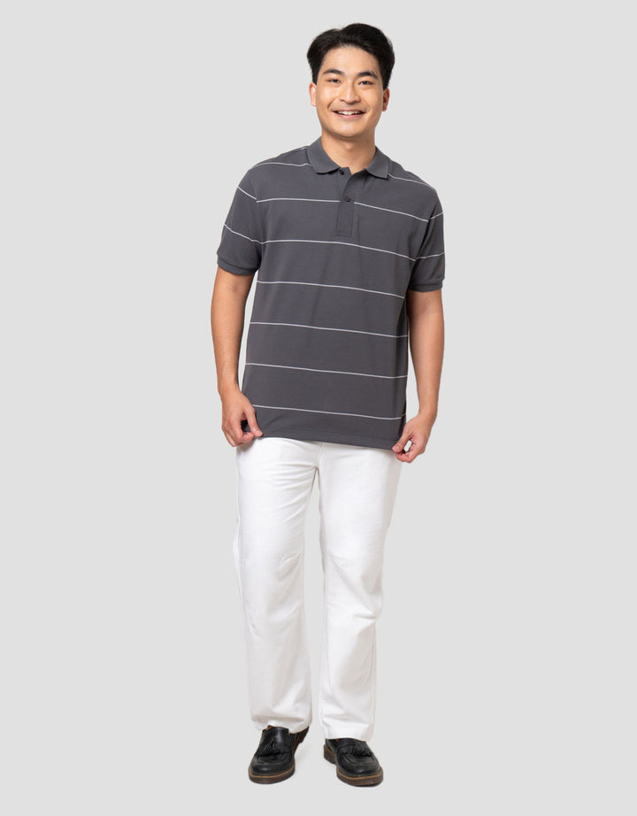 Cole Stripes Pique Collar & Placket Manset Smart Fit Kaos Polo Pria