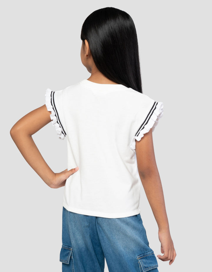 Little M Print Side New Kaos Anak Perempuan