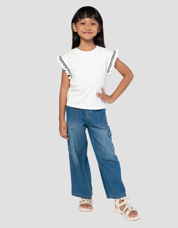 Little M Print Side New Kaos Anak Perempuan