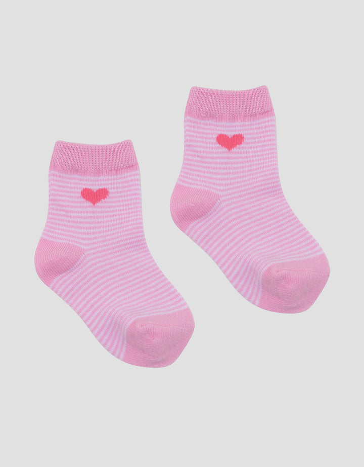 Little M Stripe Heart Kaus Kaki Anak Perempuan