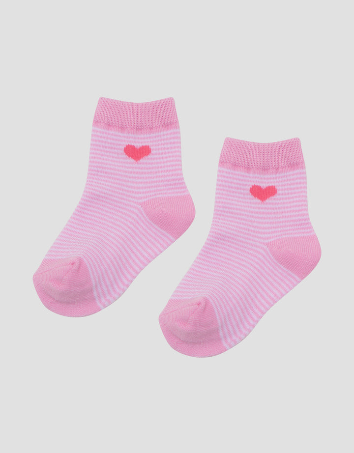 Little M Stripe Heart Kaus Kaki Anak Perempuan