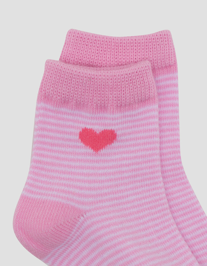 Little M Stripe Heart Kaus Kaki Anak Perempuan