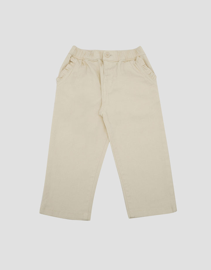 Little M Woven Twill Stretch Ruffle Celana Panjang Bayi