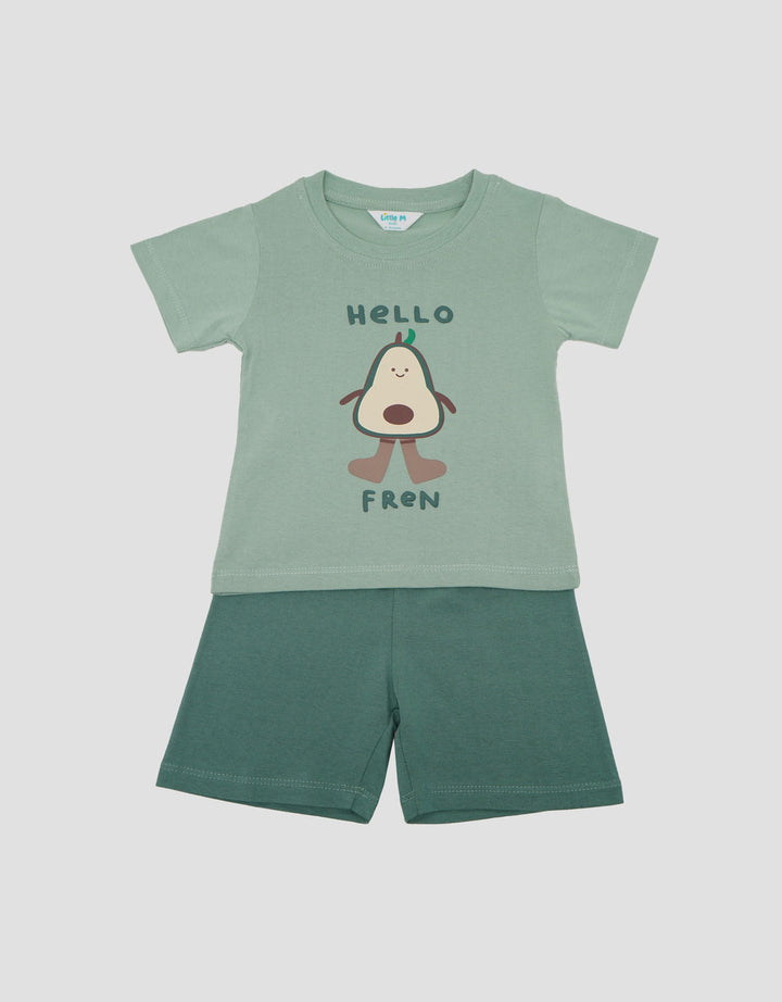 Little M Print Avokado Pakaian Setelan Bayi