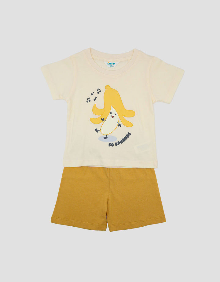 Little M Print Banana Pakaian Setelan Bayi