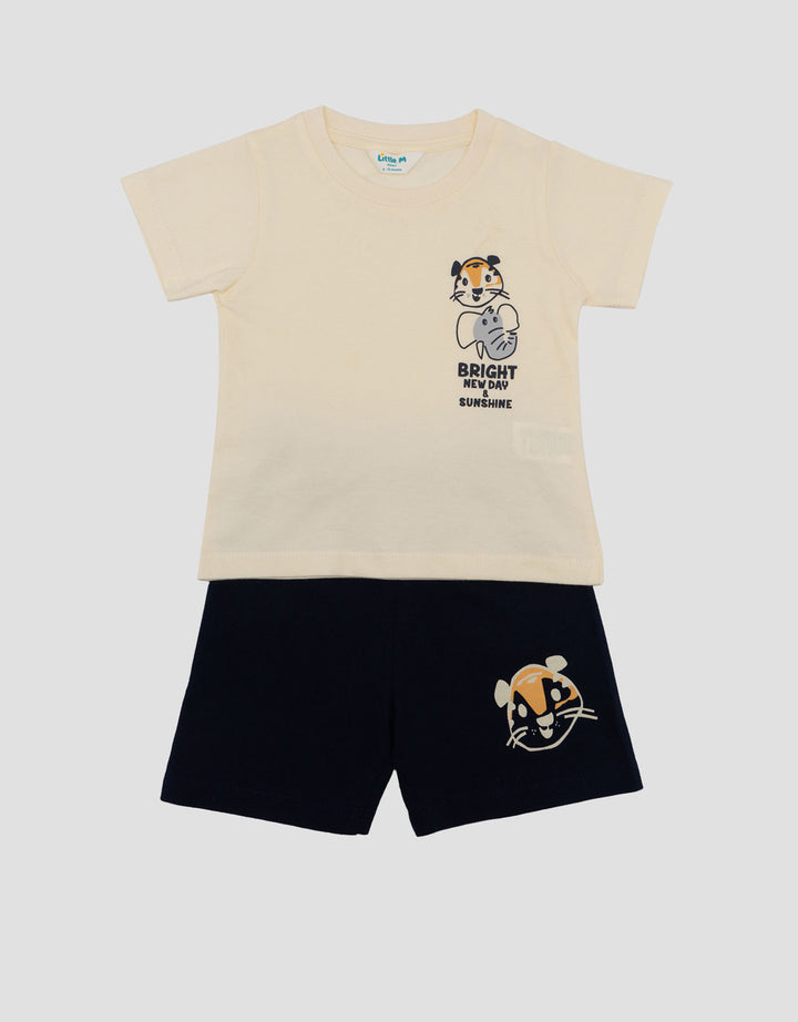 Little M Print Tiger And Elephant Pakaian Setelan Bayi