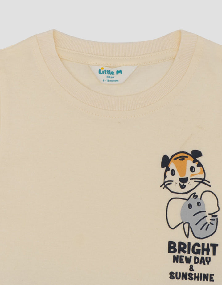 Little M Print Tiger And Elephant Pakaian Setelan Bayi