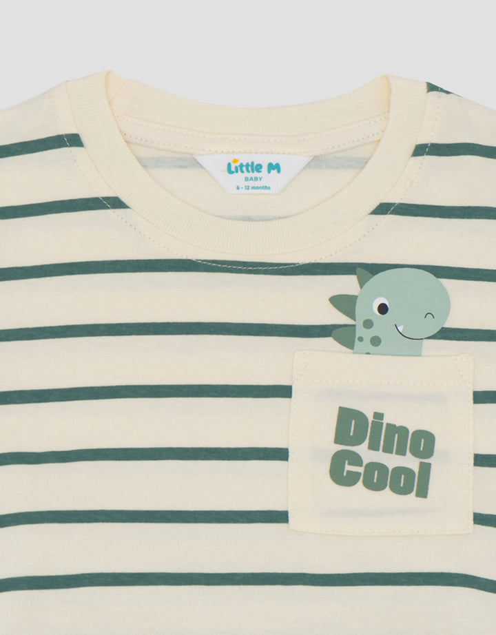 Little M Print Salur Dino Pakaian Setelan Bayi