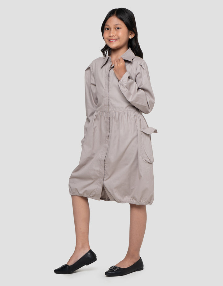 Nevada Woven Kerah Dengan Kantong Anak Perempuan