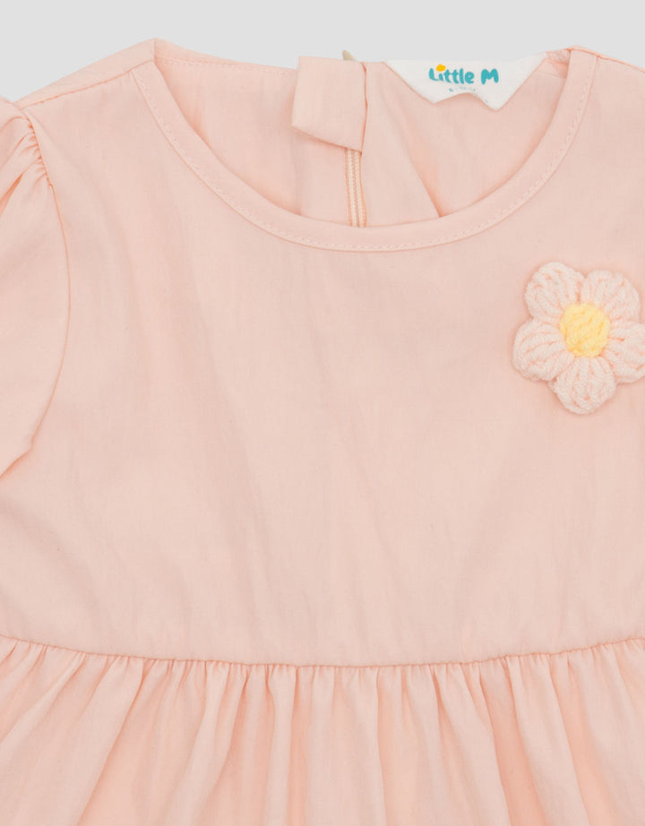 Little M Woven Poplin With Flower Midi Dress Bayi