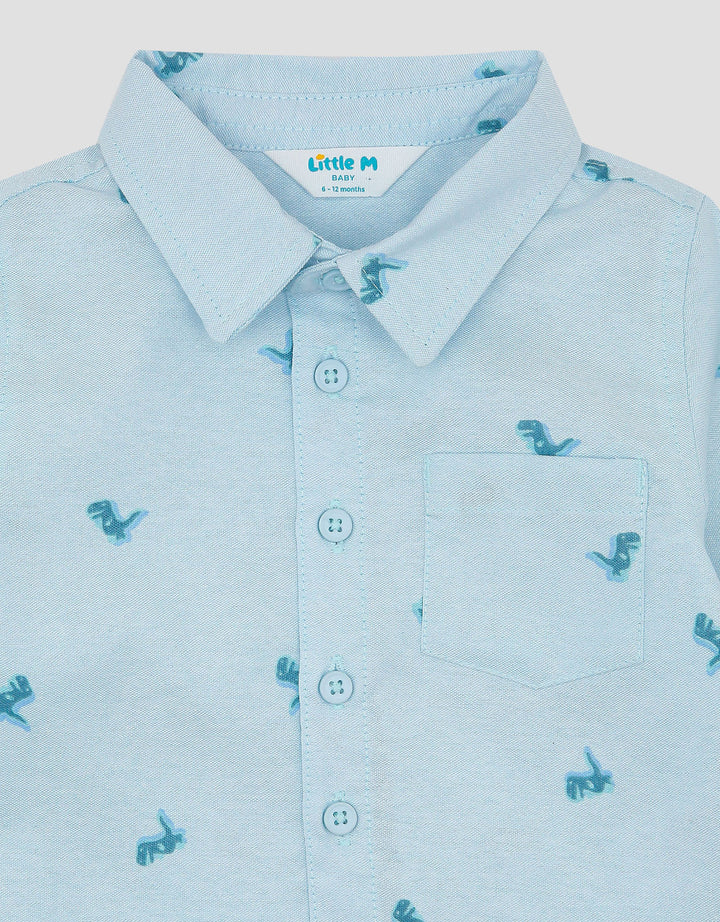 Little M Oxford Fullprint Dinos Kemeja Bayi