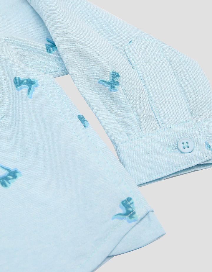 Little M Oxford Fullprint Dinos Kemeja Bayi