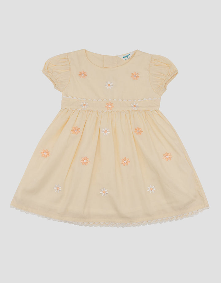 Little M Woven Jepang Bordir Bunga Midi Dress Bayi