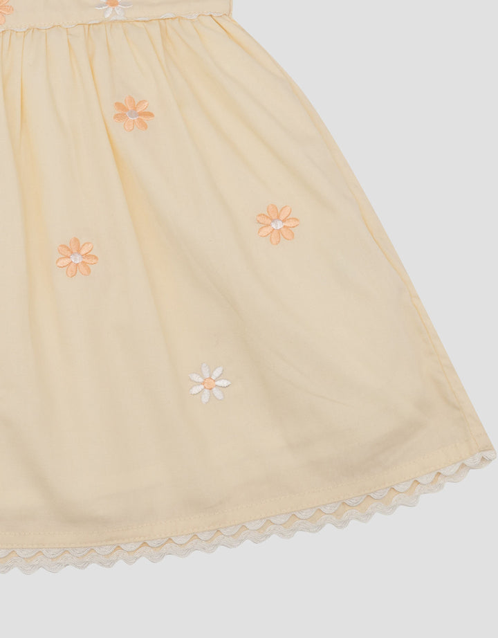 Little M Woven Jepang Bordir Bunga Midi Dress Bayi