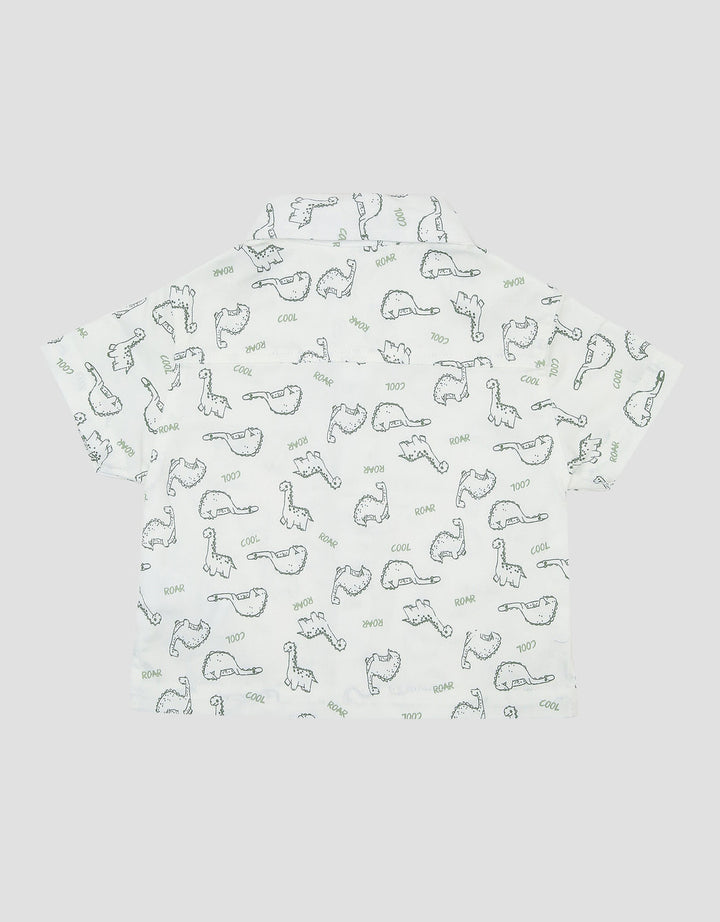 Little M Twill Fullprint Dinos Kemeja Bayi