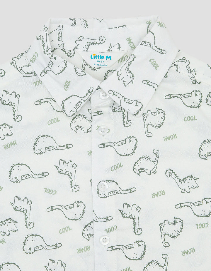 Little M Twill Fullprint Dinos Kemeja Bayi