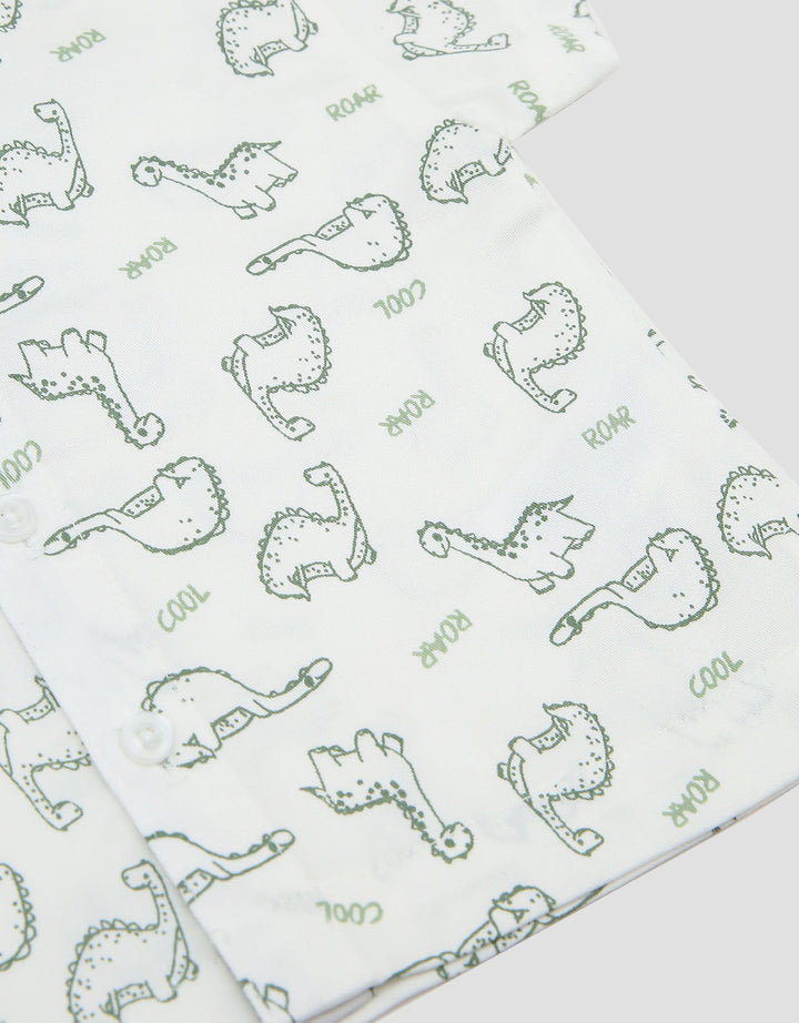 Little M Twill Fullprint Dinos Kemeja Bayi
