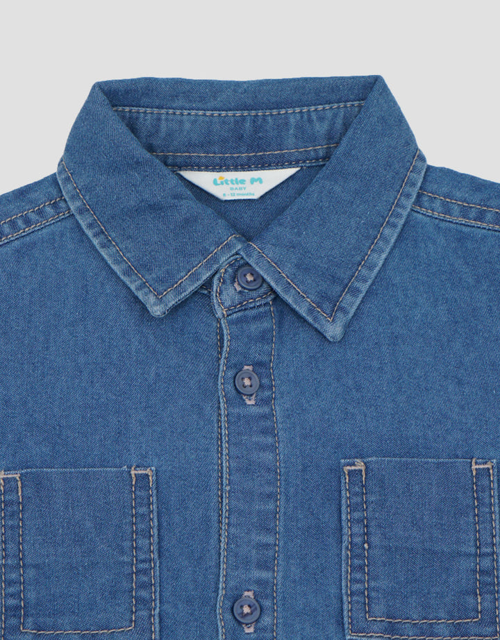 Little M Denim With Pocket Kemeja Bayi