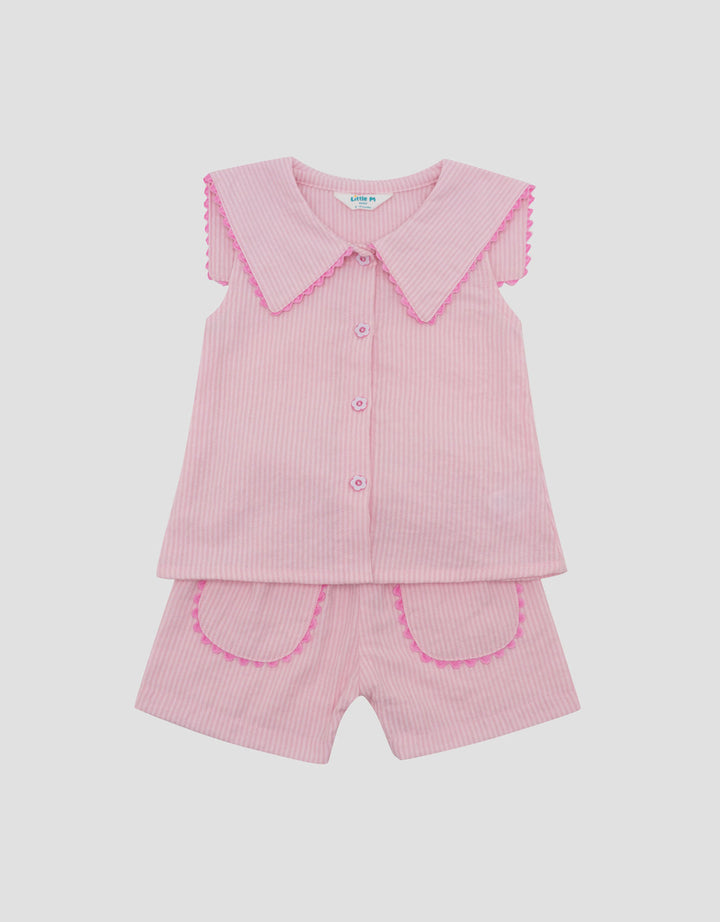 Little M Woven Salur Saker Biku Pakaian Setelan Bayi