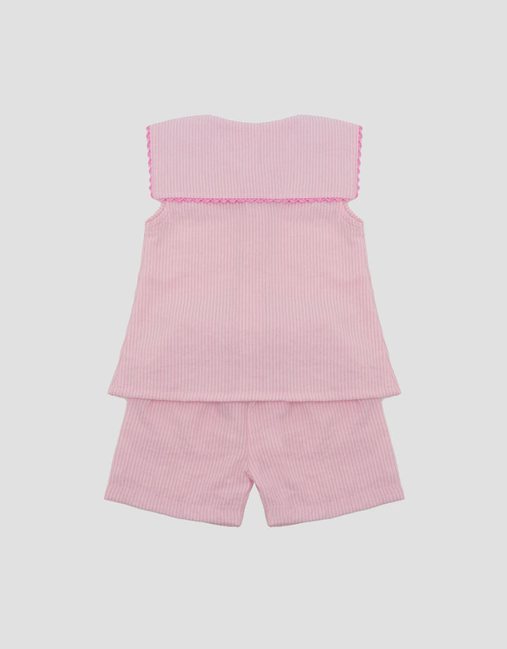Little M Woven Salur Saker Biku Pakaian Setelan Bayi