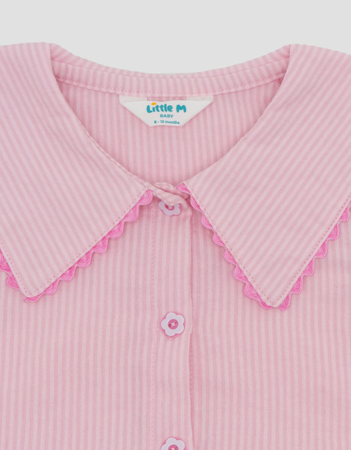 Little M Woven Salur Saker Biku Pakaian Setelan Bayi