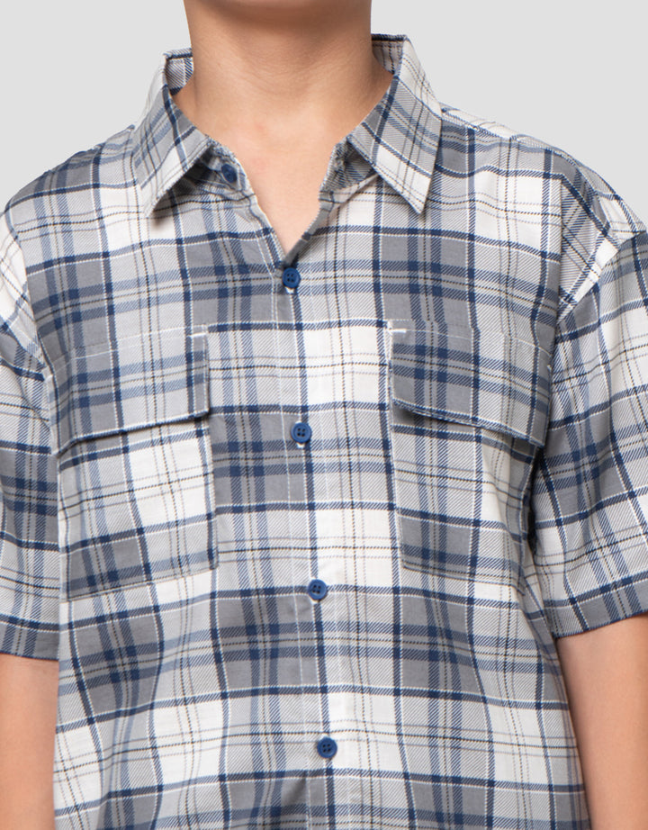 Nevada Casual Checkered With Pocket Kemeja Anak Laki-laki
