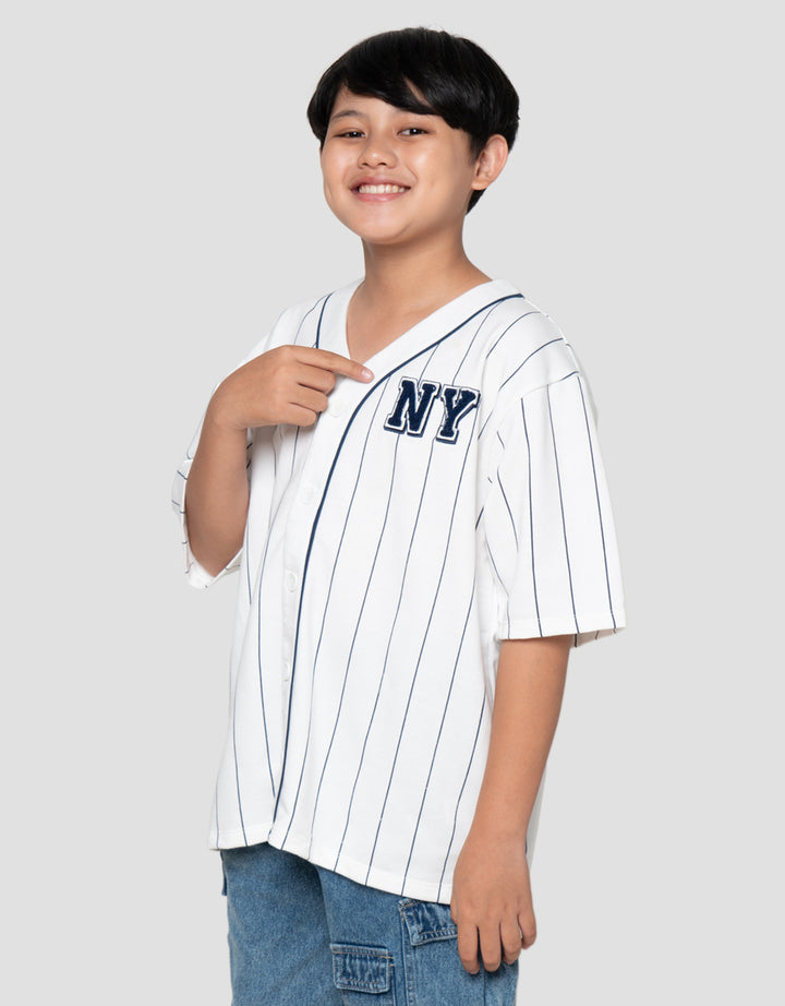 Nevada Varsity Pinstripe Big Number Kemeja Anak Laki-Laki