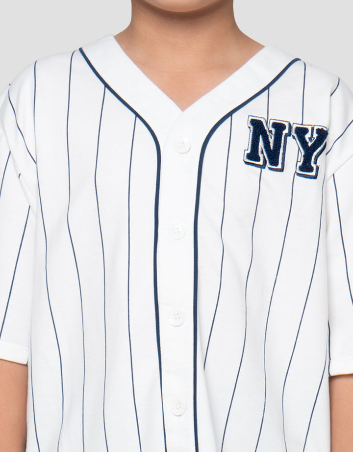 Nevada Varsity Pinstripe Big Number Kemeja Anak Laki-Laki