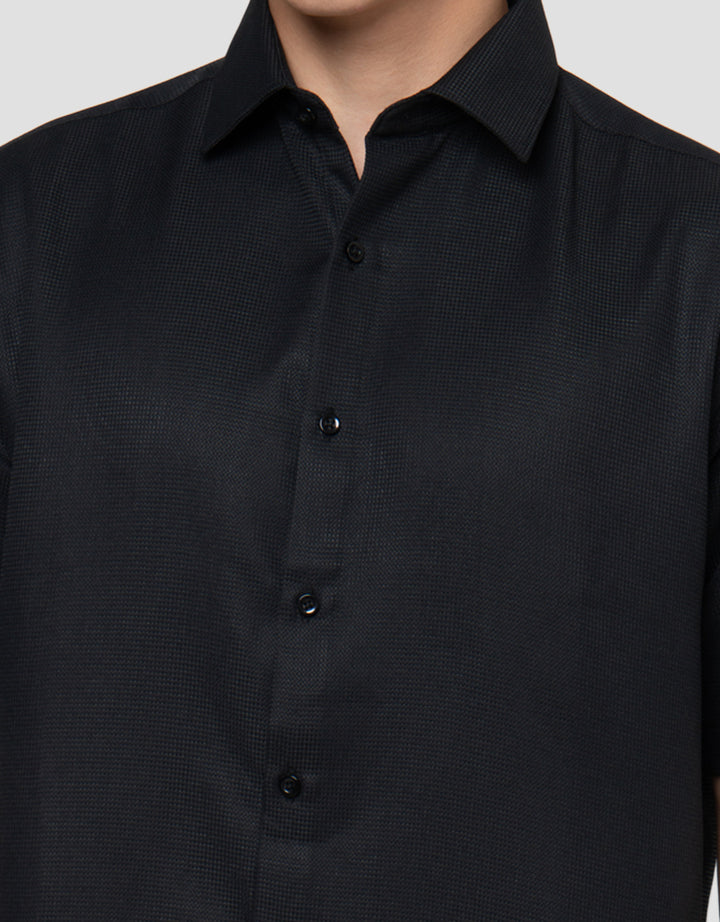 Cole Check Texture Slim Kemeja Pria