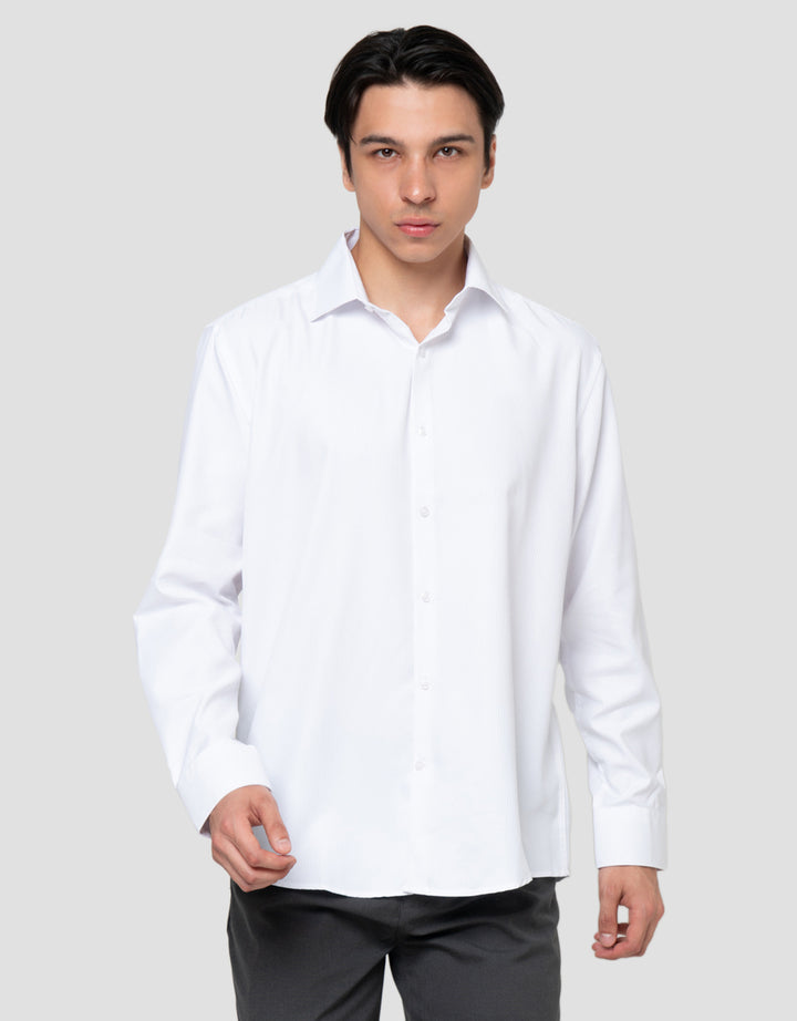 Cole Heringbone Slim Fit Kemeja Pria