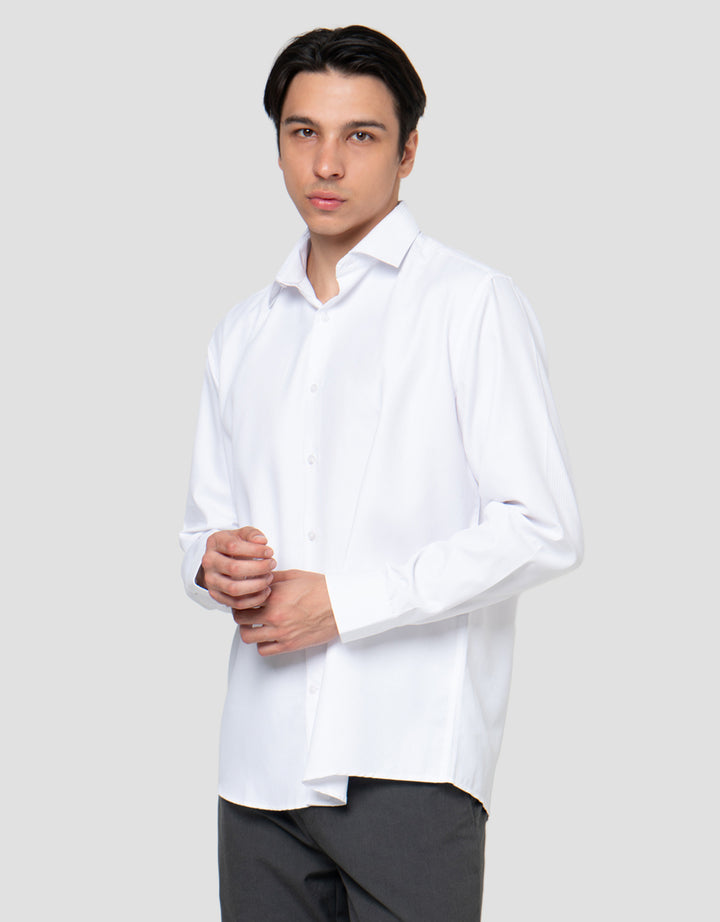 Cole Heringbone Slim Fit Kemeja Pria