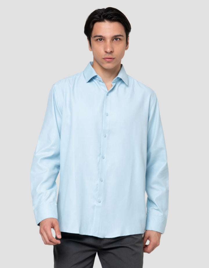 Cole Heringbone Slim Fit Kemeja Pria
