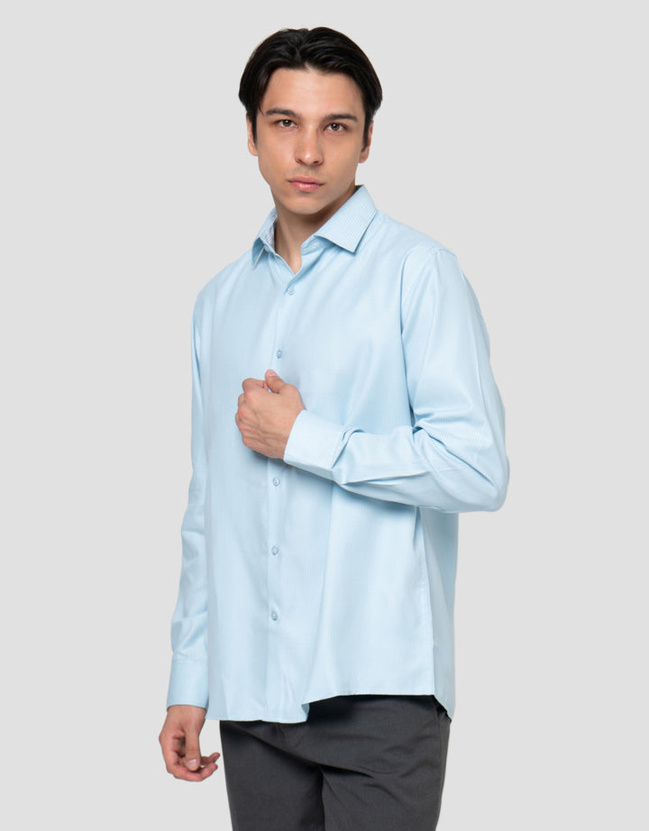 Cole Heringbone Slim Fit Kemeja Pria