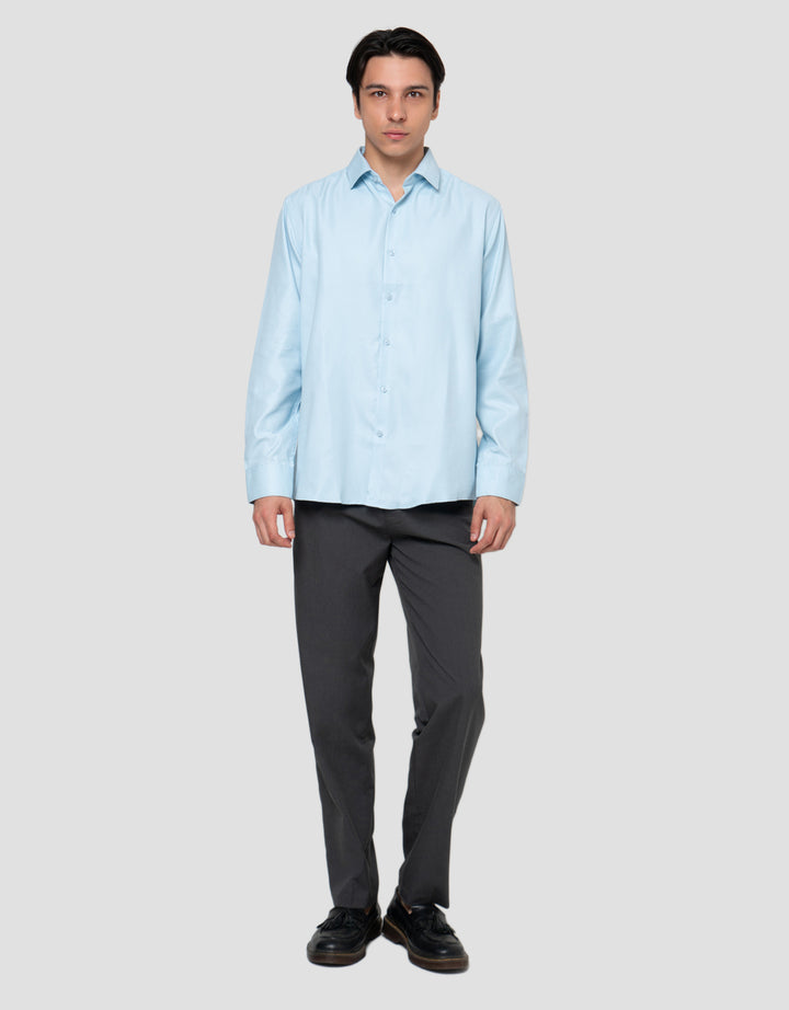 Cole Heringbone Slim Fit Kemeja Pria