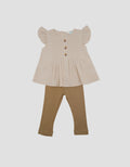 Little M Woven Rami With Plisket Dada Pakaian Setelan Bayi