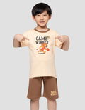 Little M Game Winner Lion Print Pakaian Setelan Anak Laki-laki