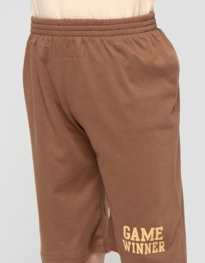 Little M Game Winner Lion Print Pakaian Setelan Anak Laki-laki