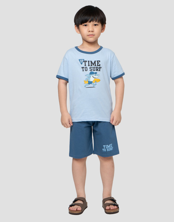 Little M Time To Surf Shark Pakaian Setelan Anak Laki-laki